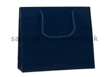 Papierová taška 32x10x27,5 cm s bavlnenými držadlami, modrá lesklá