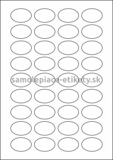 Etikety PRINT elipsa 38,6x25,6 mm (100xA4) - biely metalický papier