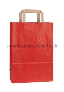 Papierová taška 23x10x32 cm s plochými papierovými držadlami, červená