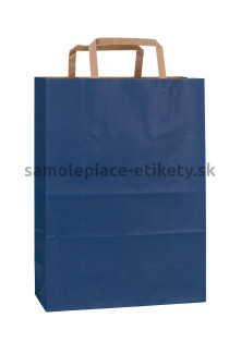 Papierová taška 23x10x32 cm s plochými papierovými držadlami, modrá