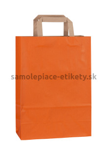 Papierová taška 23x10x32 cm s plochými papierovými držadlami, oranžová
