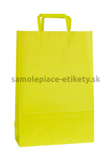 Papierová taška 26x11x38 cm s plochými papierovými držadlami, zelenožltá