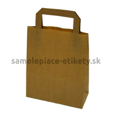 Papierová taška 18x8x22 cm s plochými papierovými držadlami, prírodná