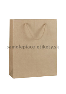 Papierová taška 22x10x27,5 cm s bavlnenými držadlami, prírodná
