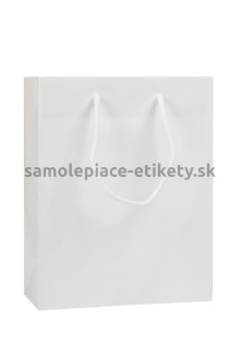 Papierová taška 22x10x27,5 cm s bavlnenými držadlami, biela