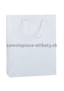 Papierová taška 32x13x40 cm s bavlnenými držadlami, biela