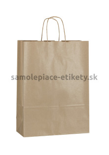 Papierová taška 32x13x42,5 cm s krútenými papierovými držadlami, prírodná ryhovaná