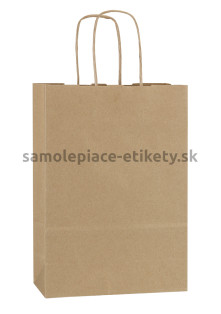 Papierová taška 18x8x25 cm s krútenými papierovými držadlami, prírodná, recyklovaný papier
