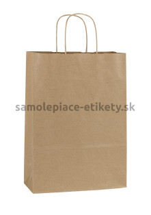 Papierová taška 25x11x24 cm s krútenými papierovými držadlami, prírodná, recyklovaný papier