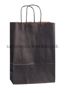 Papierová taška 23x10x32 cm s krútenými papierovými držadlami, čierna