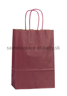Papierová taška 18x8x25 cm s krútenými papierovými držadlami, vínová