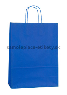 Papierová taška 26x11x34,5 cm s krútenými papierovými držadlami, modrá