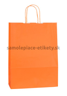 Papierová taška 23x10x32 cm s krútenými papierovými držadlami, oranžová