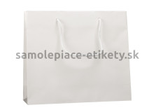 Papierová taška 32x10x27,5 cm s bavlnenými držadlami, biela lesklá