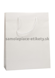 Papierová taška 32x13x40 cm s bavlnenými držadlami, biela lesklá