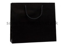 Papierová taška 38x13x31 cm s bavlnenými držadlami, čierna lesklá