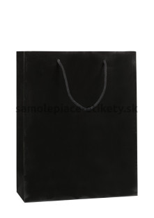 Papierová taška 32x13x40 cm s bavlnenými držadlami, čierna lesklá