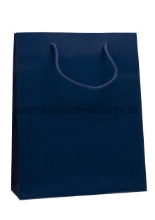 Papierová taška 32x13x40 cm s bavlnenými držadlami, modrá lesklá