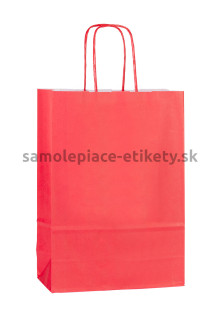 Papierová taška 18x8x25 cm s krútenými papierovými držadlami, červená