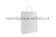 Papierová taška 32x14x42 cm s krútenými papierovými držadlami, biela