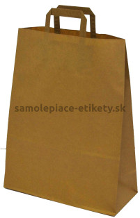 Papierová taška 32x14x42 cm s plochými papierovými držadlami, prírodná