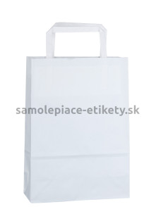Papierová taška 18x8x22 cm s plochými papierovými držadlami, biela