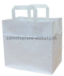 Papierová taška 26x17x24,5 cm s plochými papierovými držadlami, biela