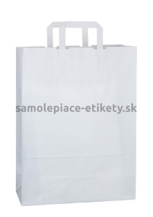 Papierová taška 32x17x44 cm s plochými papierovými držadlami, biela