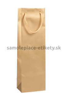 Papierová taška na fľašu, 12x9x40 cm, s bavlnenými držadlami, zlatá matná