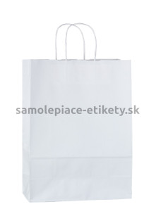 Papierová taška 23x10x32 cm s krútenými papierovými držadlami, biela