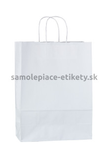 Papierová taška 26x11x34,5 cm s krútenými papierovými držadlami, biela