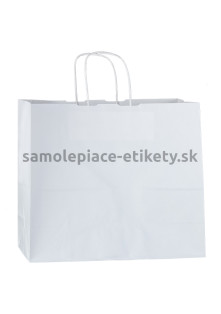 Papierová taška 32x13x28 cm s krútenými papierovými držadlami, biela