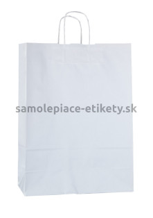 Papierová taška 32x13x42,5 cm s krútenými papierovými držadlami, biela