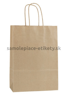 Papierová taška 18x8x25 cm s krútenými papierovými držadlami, prírodná ryhovaná